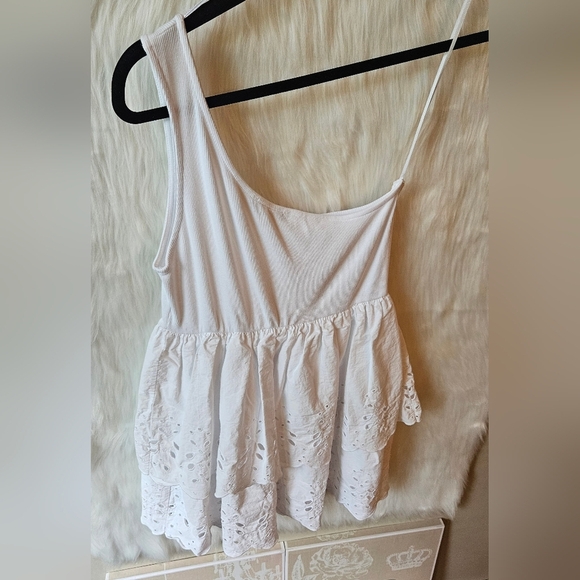 Zara Spring Angel Tiered Lace Asymmetrical Mini Dress - Picture 7 of 7